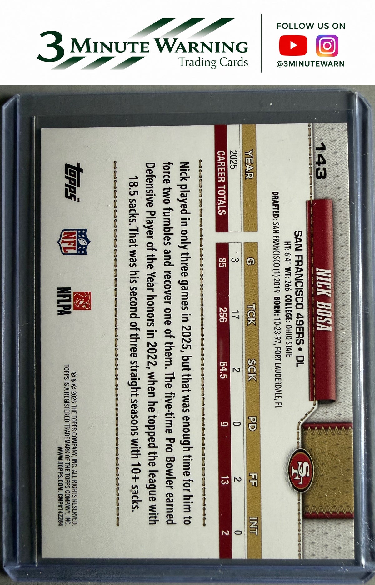 2026 Topps Flagship #143 Nick Bosa Rainbow Foil