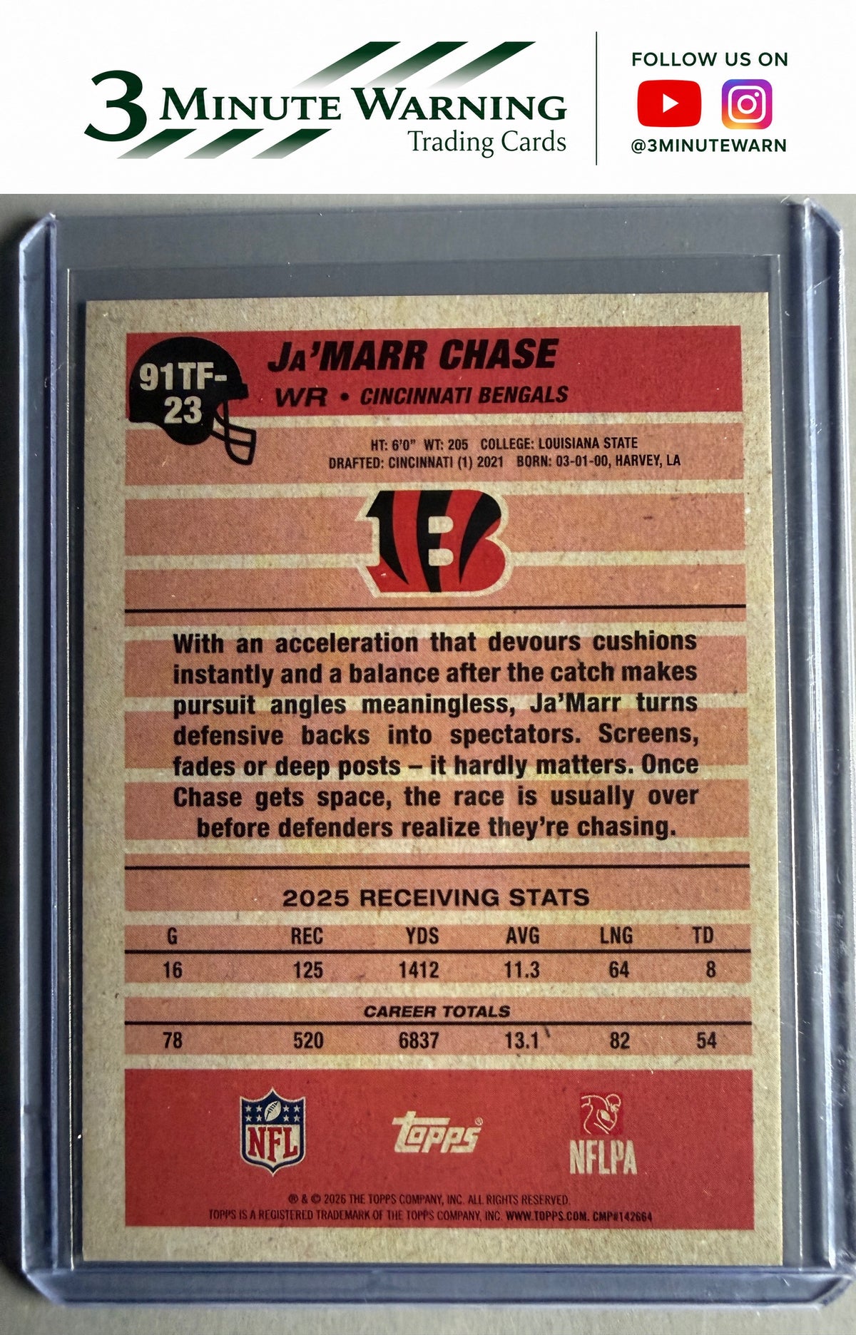 2026 Topps Flagship #91TF-23 Ja'Marr Chase 1991 Topps Football Crackle