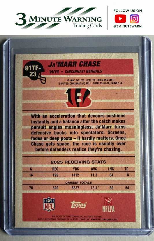 2026 Topps Flagship #91TF-23 Ja'Marr Chase 1991 Topps Football Crackle
