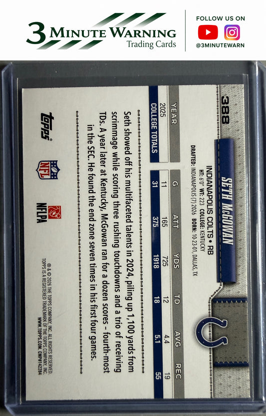 2026 Topps Flagship #388 Seth McGowan