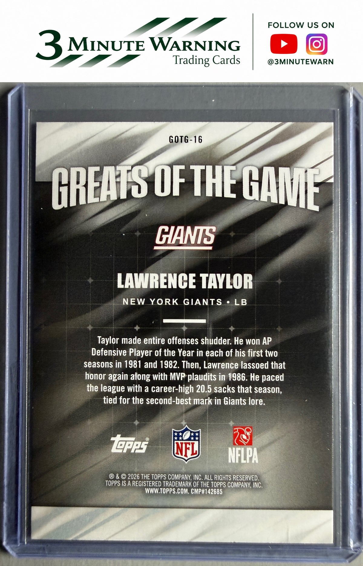 2026 Topps Flagship #GOTG-16 Lawrence Taylor Greats of the Game Crackle