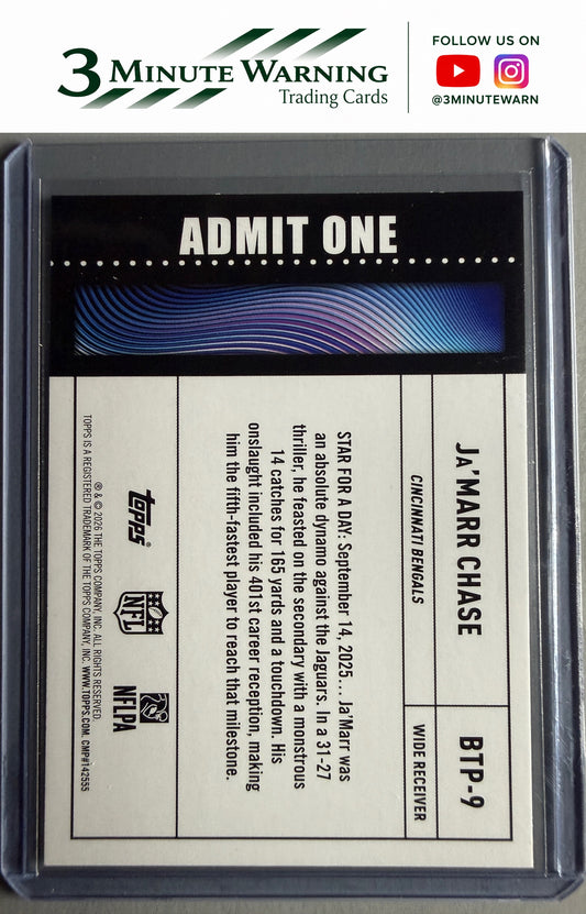 2026 Topps Flagship #BTP-9 Ja'Marr Chase Big Ticket Players
