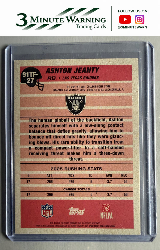 2026 Topps Flagship #91TF-27 Ashton Jeanty 1991 Topps Football Crackle
