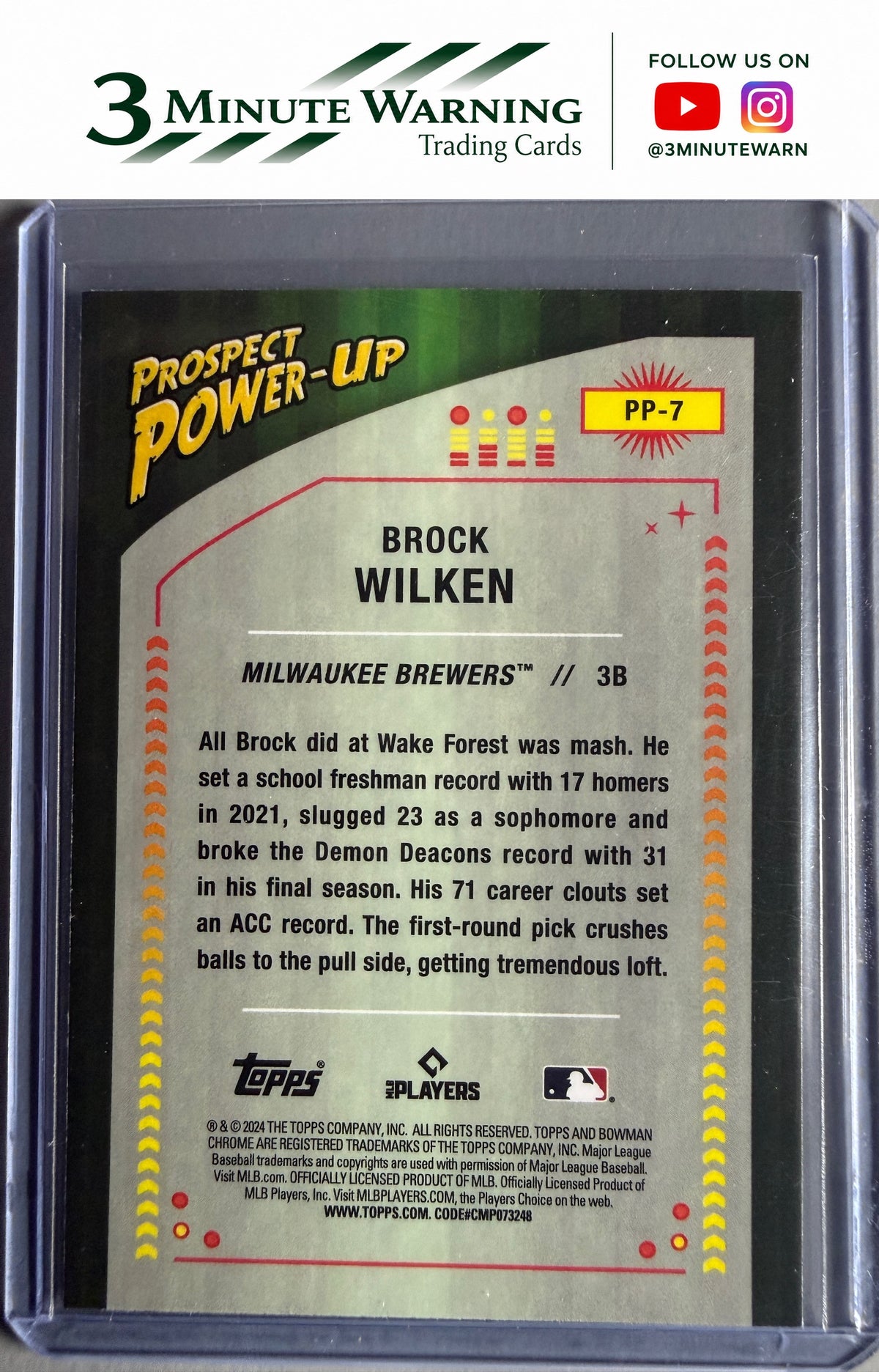 2024 Bowman #PP-7 Brock Wilken Prospect Power-Up