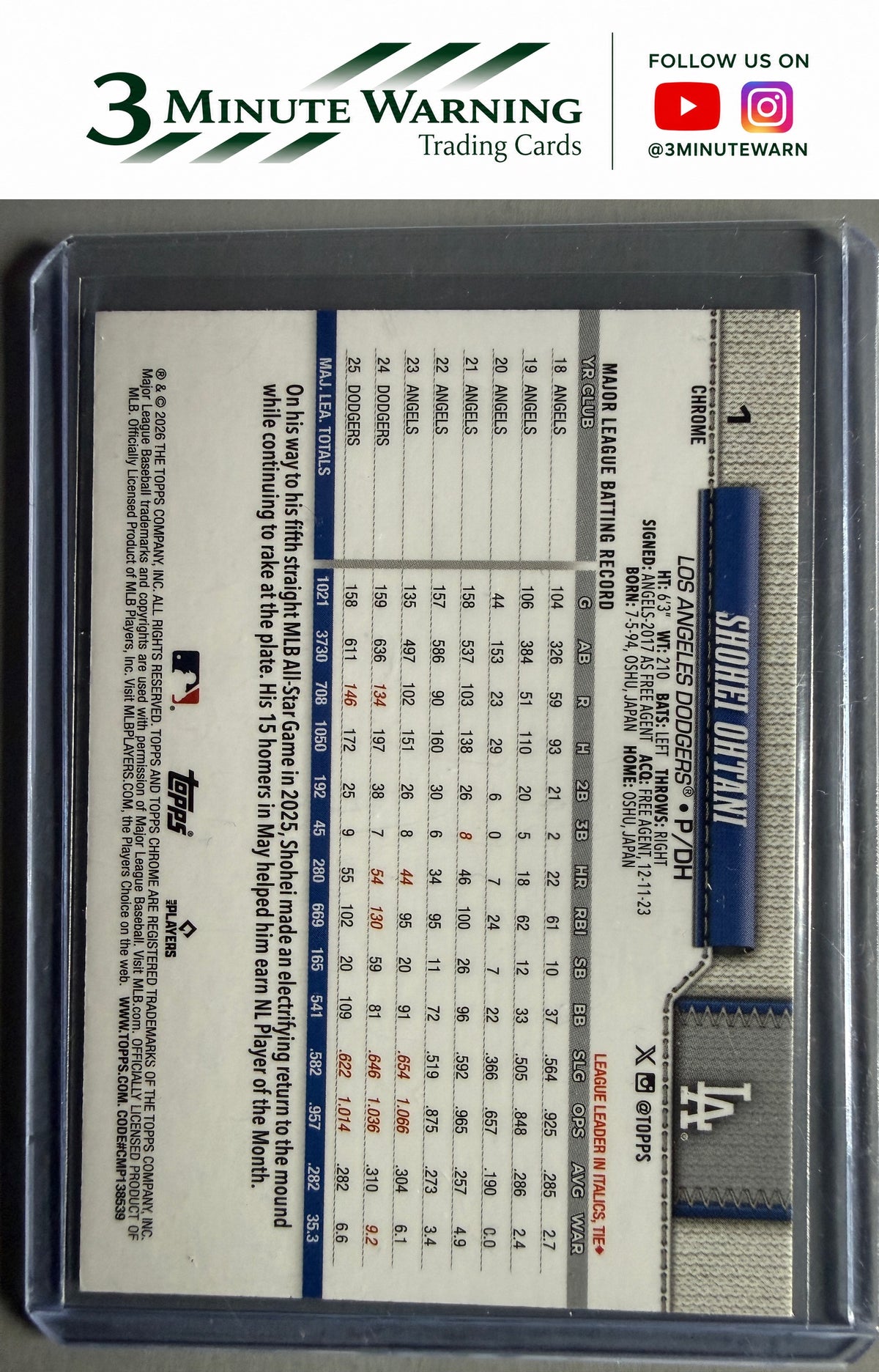 2026 Topps Chrome #1 Shohei Ohtani