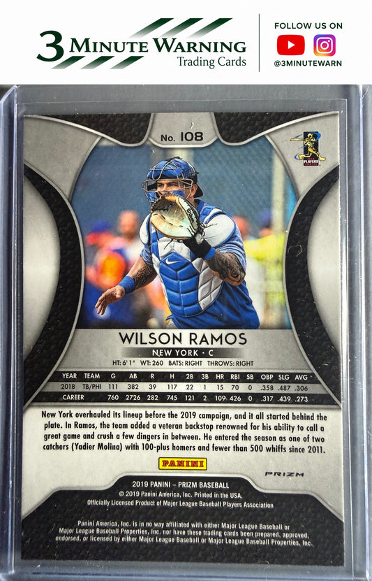 2019 Panini Prizm #108 Wilson Ramos Hyper Prizm Blue Prizm