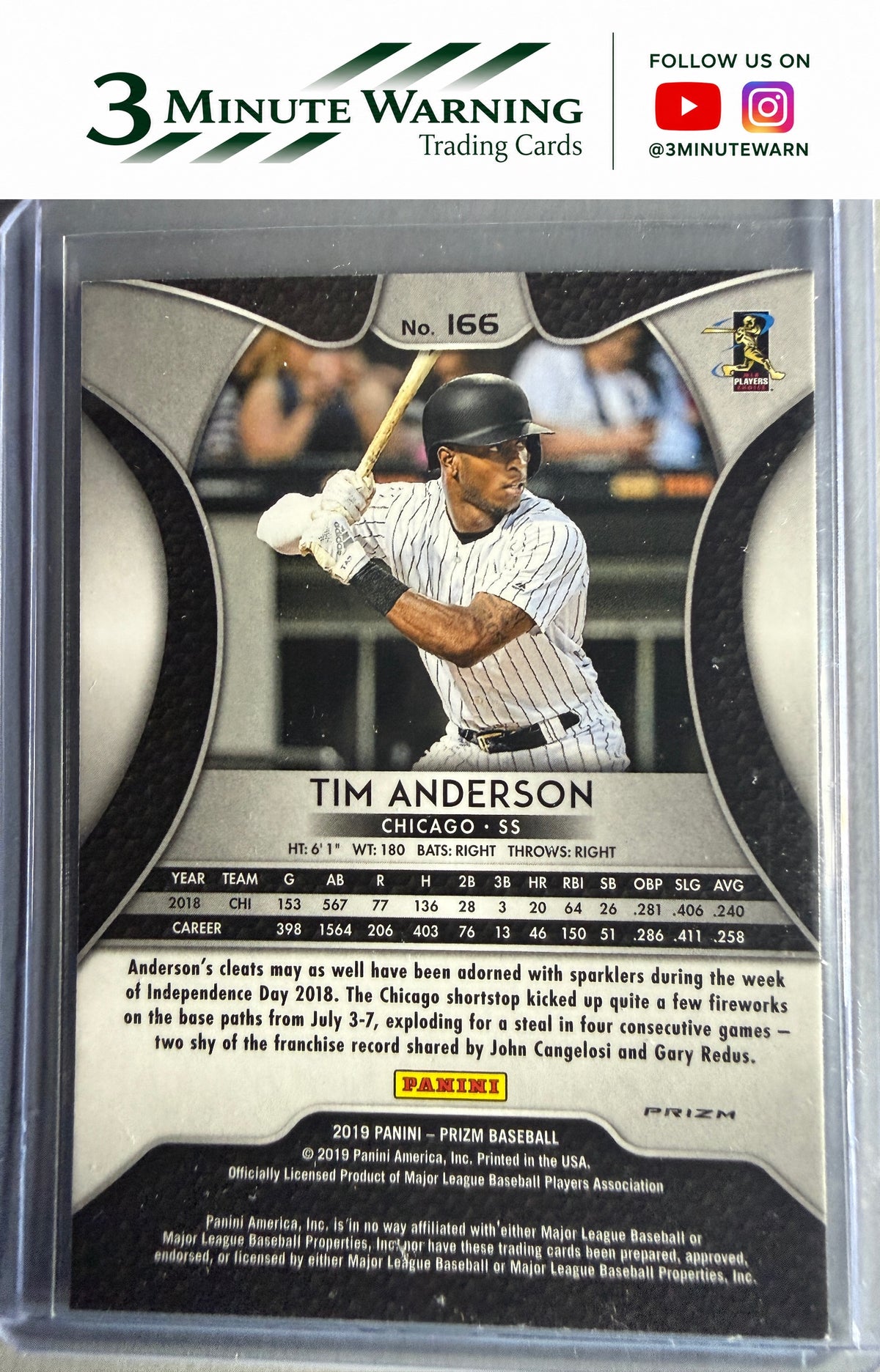 2019 Panini Prizm #166 Tim Anderson Carolina Blue Prizm