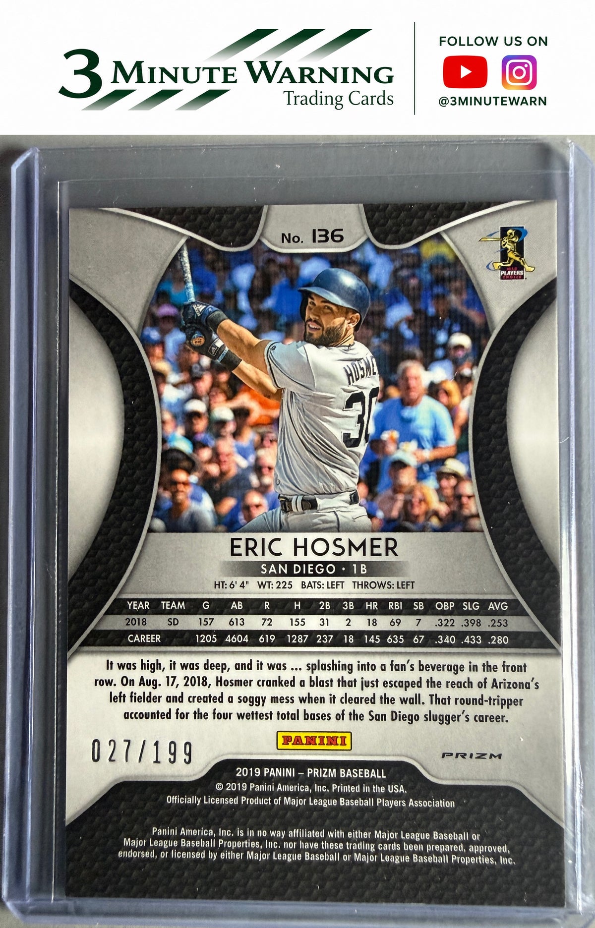 2019 Panini Prizm #136 Eric Hosmer Lime Green Donut Circles Prizm #/199