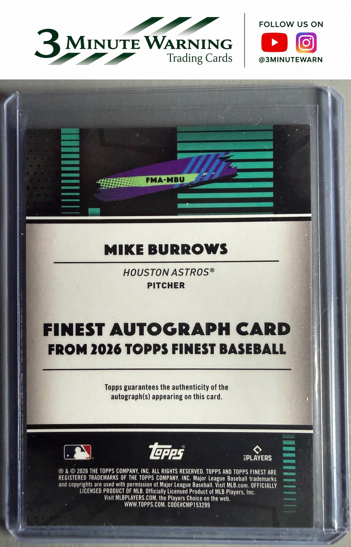 2026 Finest #FMA-MBU Mike Burrows Finest Mega Autographs Gold Mini Diamond #/50