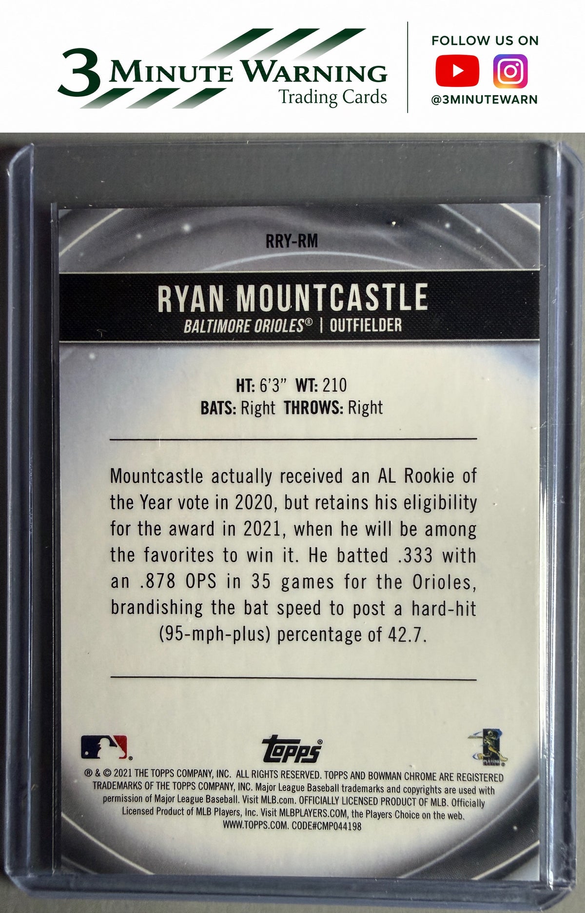 2021 Bowman #RRY-RM Ryan Mountcastle Chrome Rookie of the Year Favorites