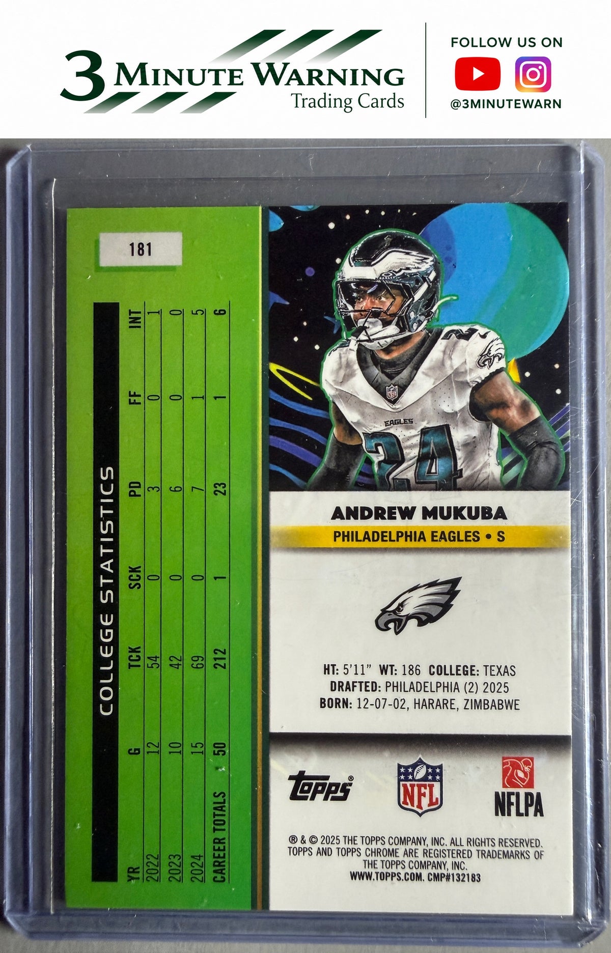 2025 Topps Chrome Cosmic #181 Andrew Mukuba