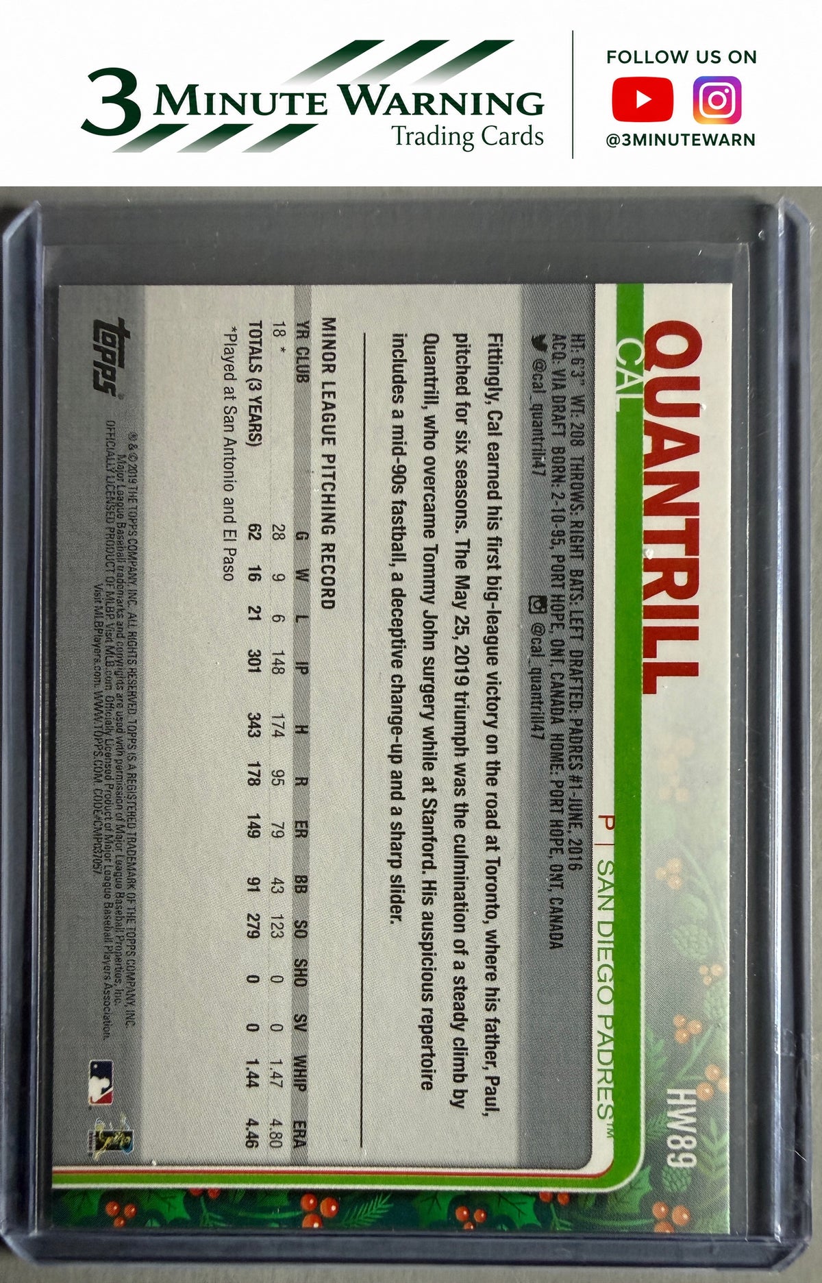 2019 Topps Holiday #HW89 Cal Quantrill