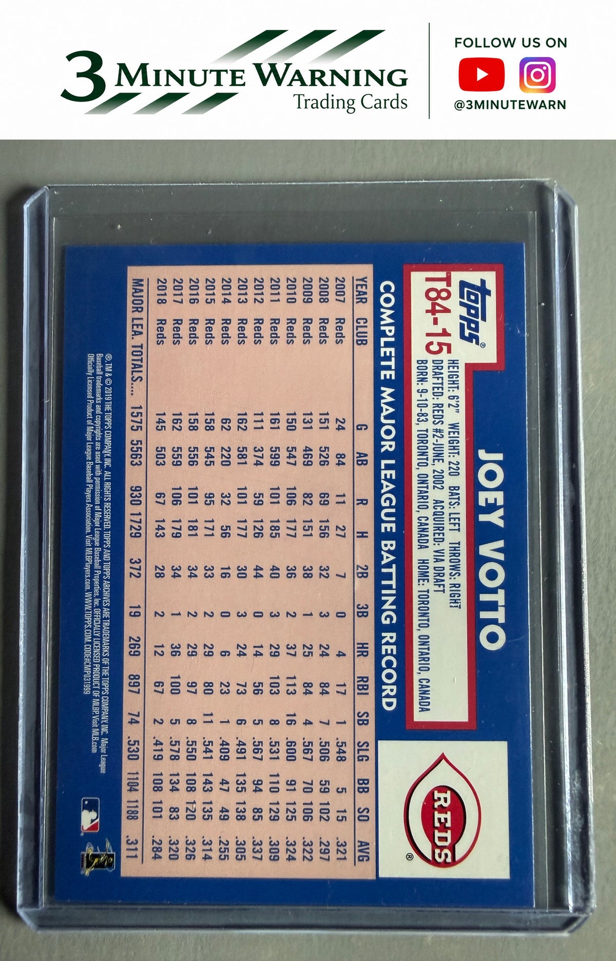 2019 Topps #T84-15 Joey Votto 1984 Topps Baseball 35th Anniversary