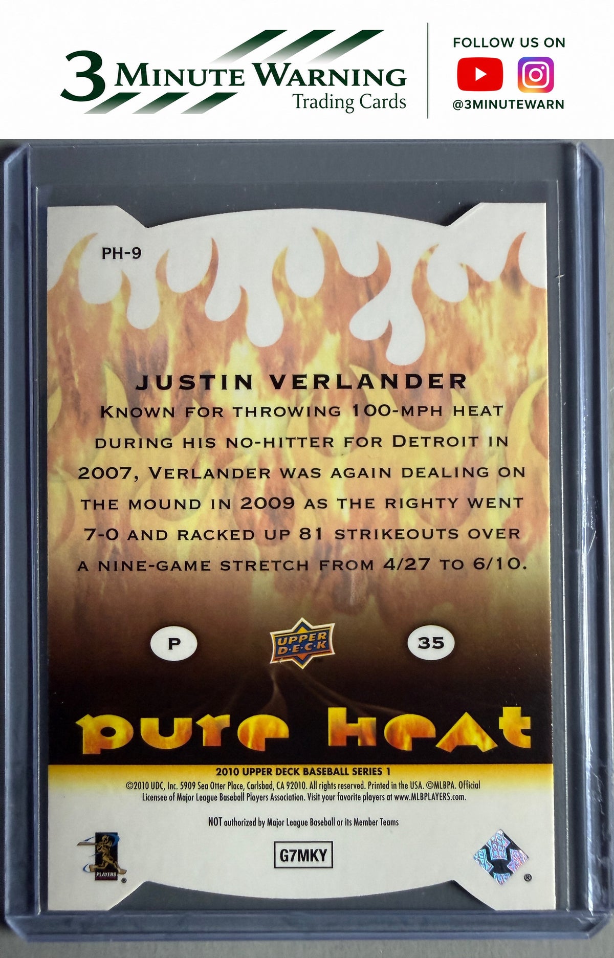 2010 Upper Deck #PH-9 Justin Verlander Pure Heat