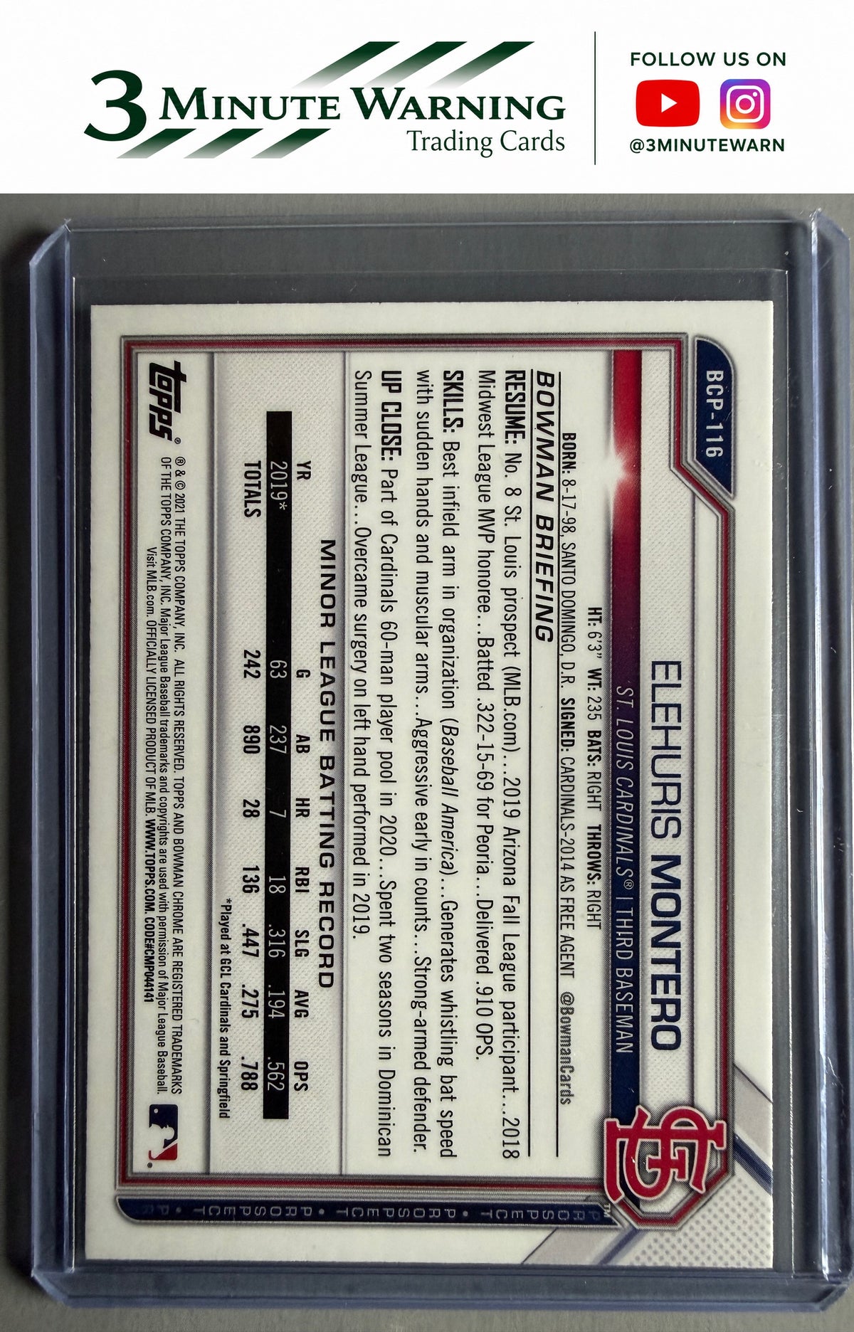 2021 Bowman #BCP-116 Elehuris Montero Chrome Prospects