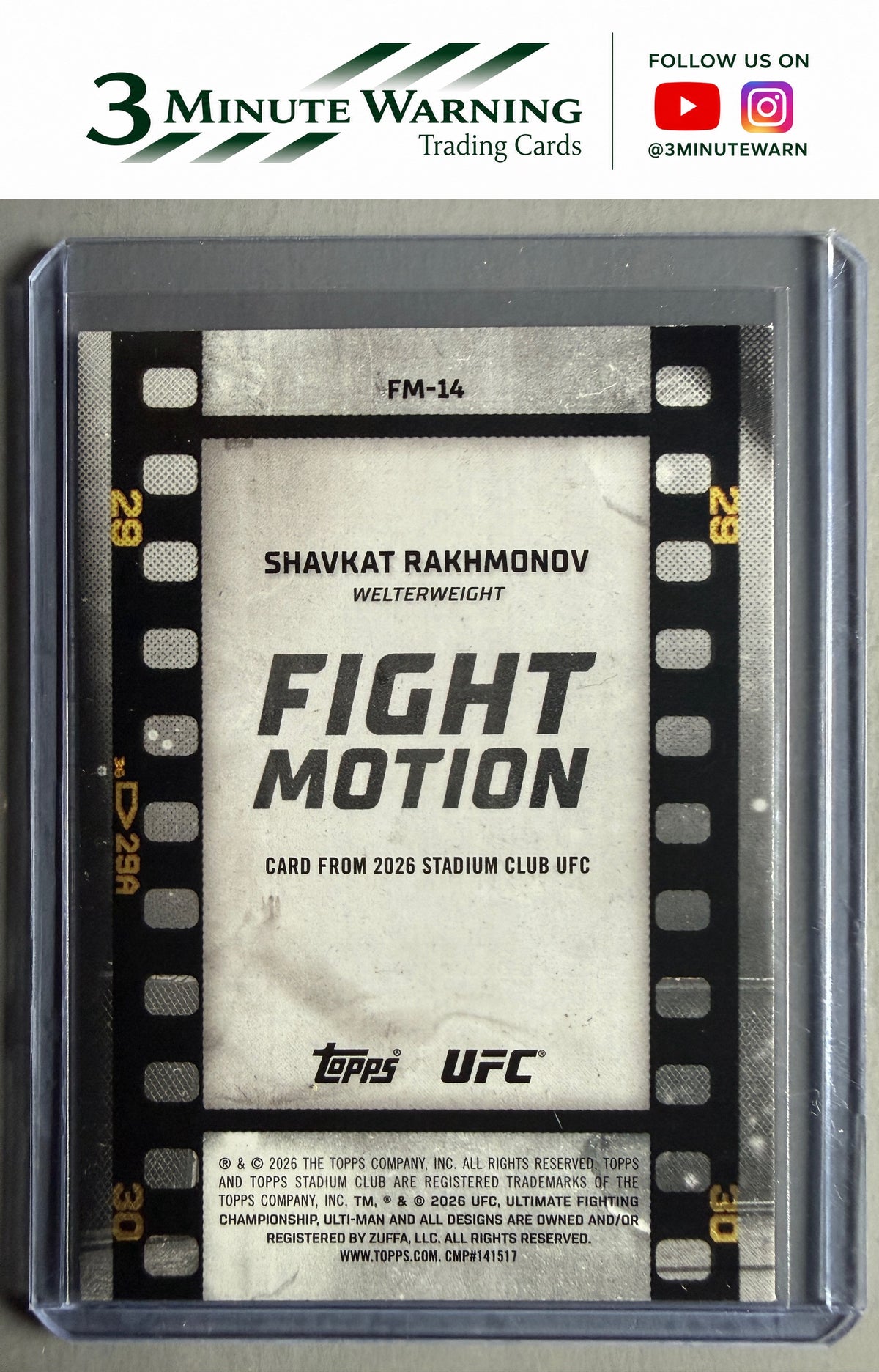 2026 Stadium Club UFC #FM-14 Shavkat Rakhmonov Fight Motion