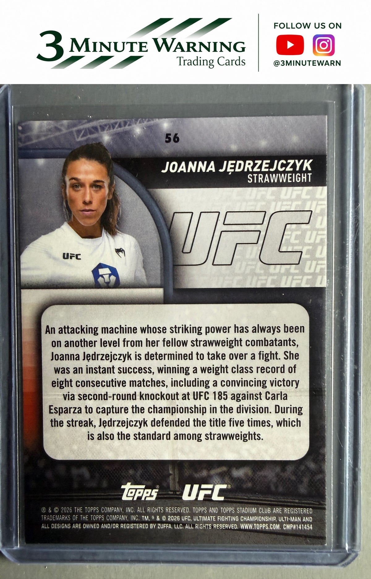 2026 Stadium Club UFC #56 Joanna Jędrzejczyk Lime Green