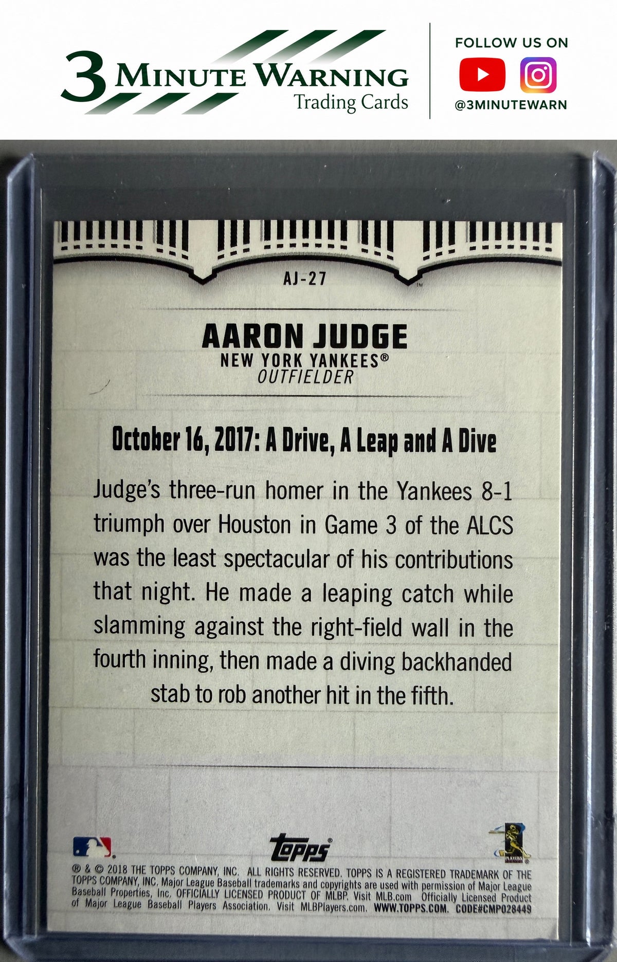 2018 Topps #AJ-27 Aaron Judge Aaron Judge Highlights