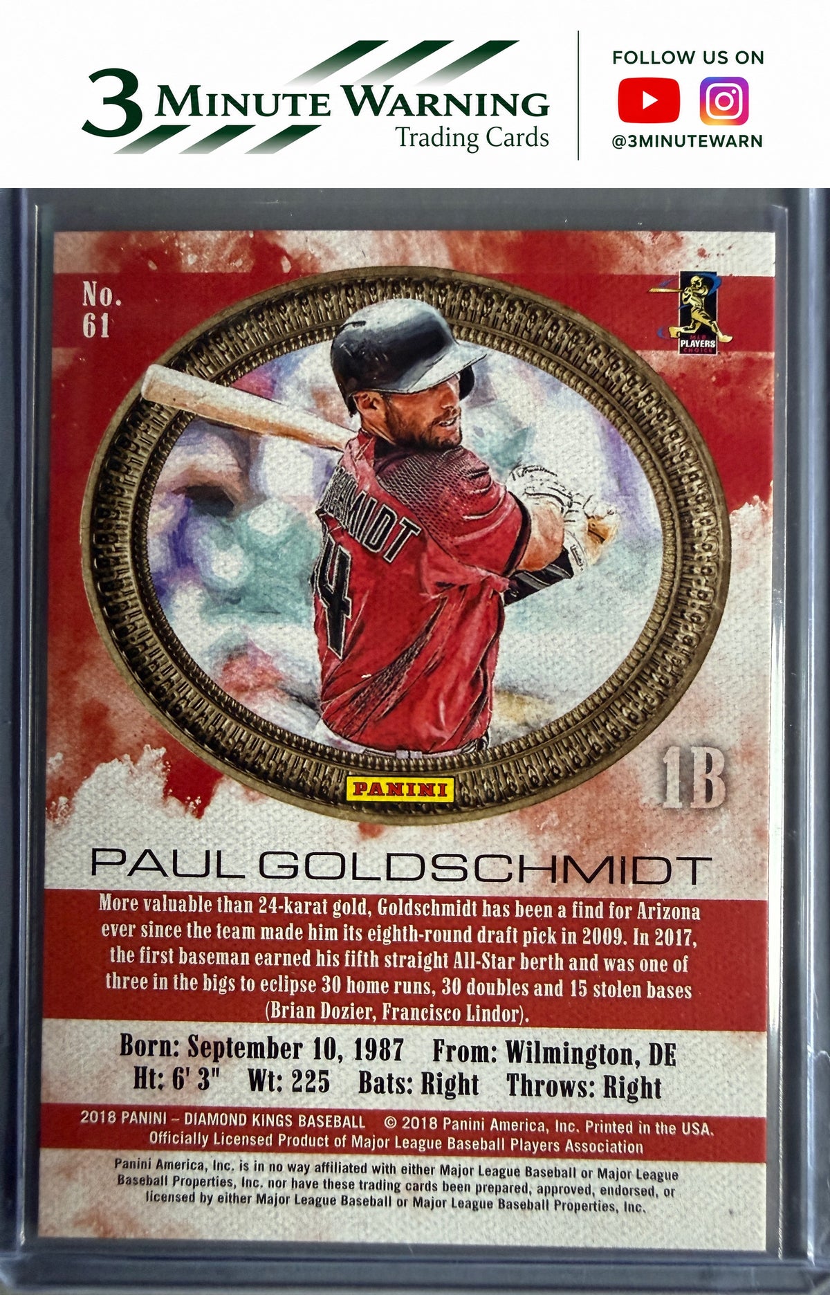 2018 Panini Diamond Kings #61 Paul Goldschmidt Framed Red