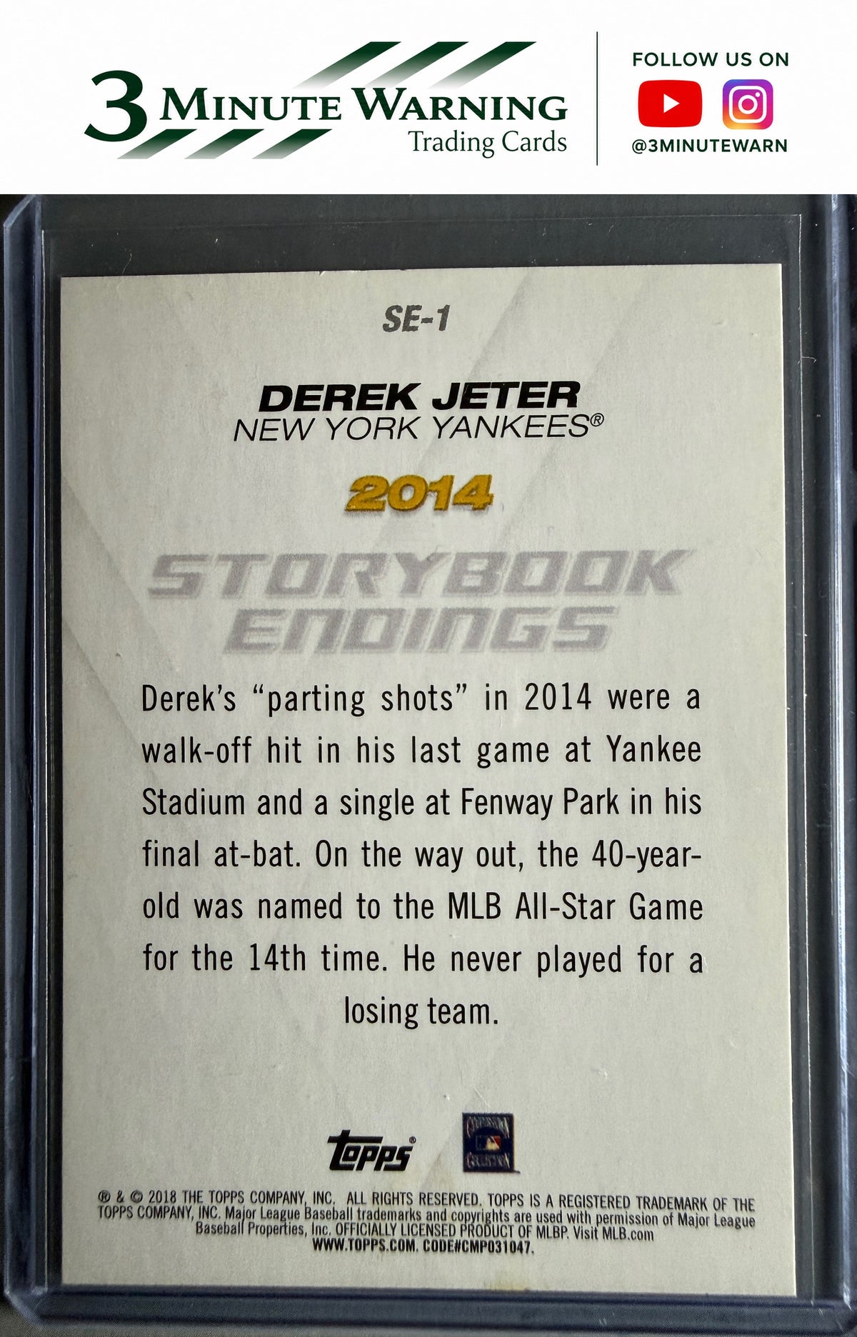2018 Topps Update #SE-1 Derek Jeter Storybook Endings