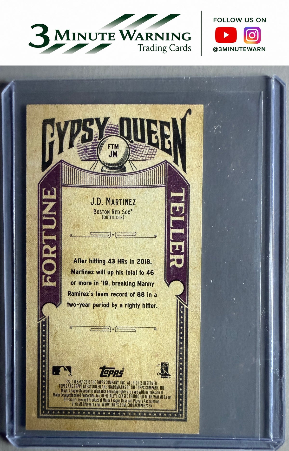2019 Topps Gypsy Queen #FTM-JM J.D. Martinez Fortune Teller Minis