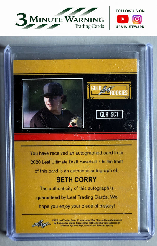 2020 Leaf Ultimate #GLR-SC1 Seth Corry 1991 Gold Leaf Rookies