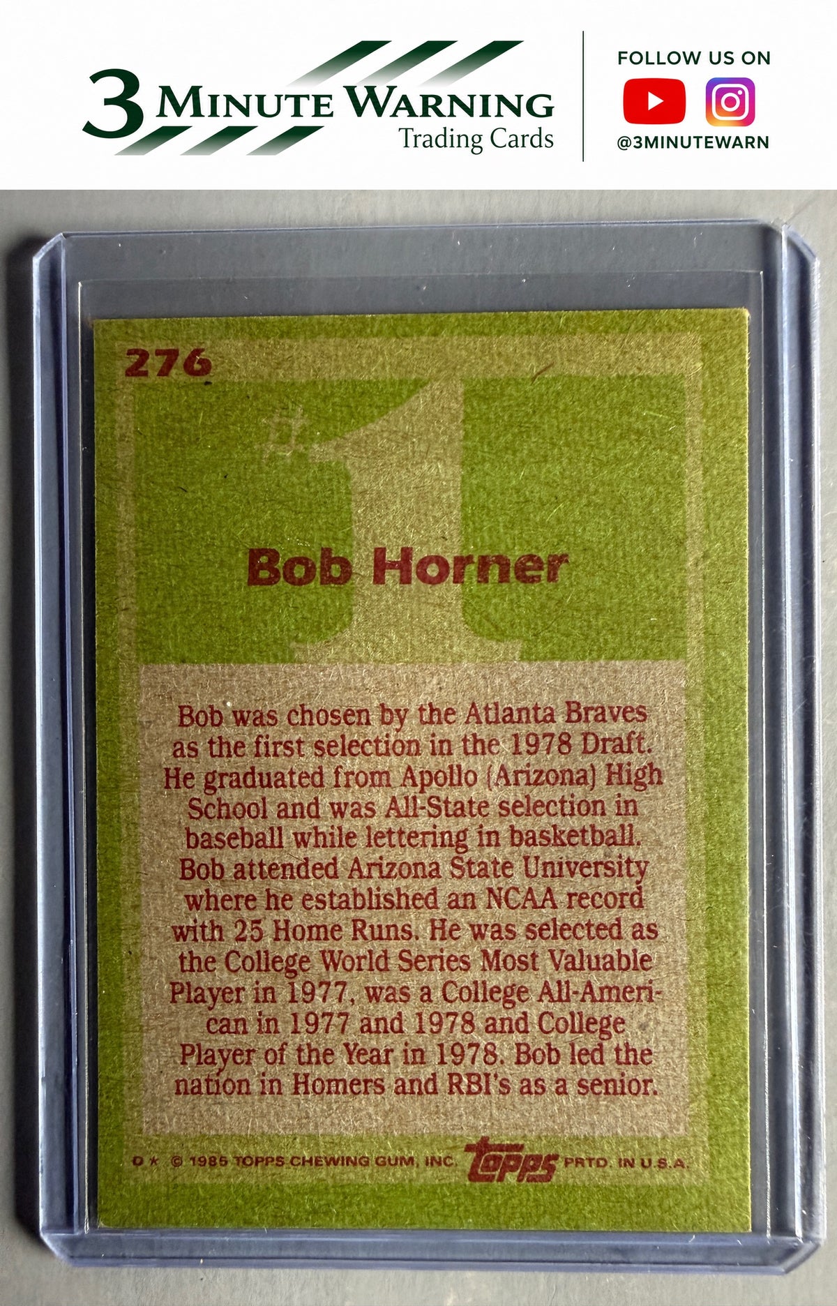 1985 Topps #276 Bob Horner