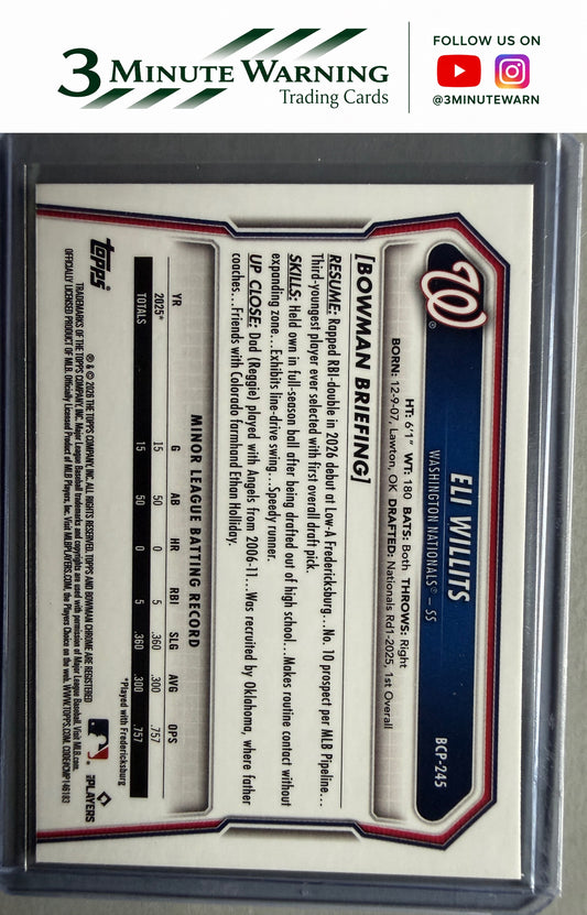 2026 Bowman Chrome #BCP-245 Eli Willits Prospects Mojo