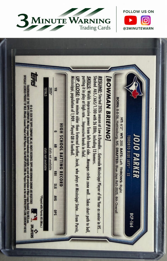 2026 Bowman Chrome #BCP-164 JoJo Parker Prospects Mojo
