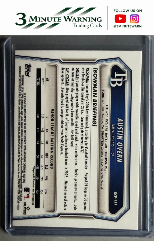 2026 Bowman Chrome #BCP-237 Austin Overn Prospects Laser