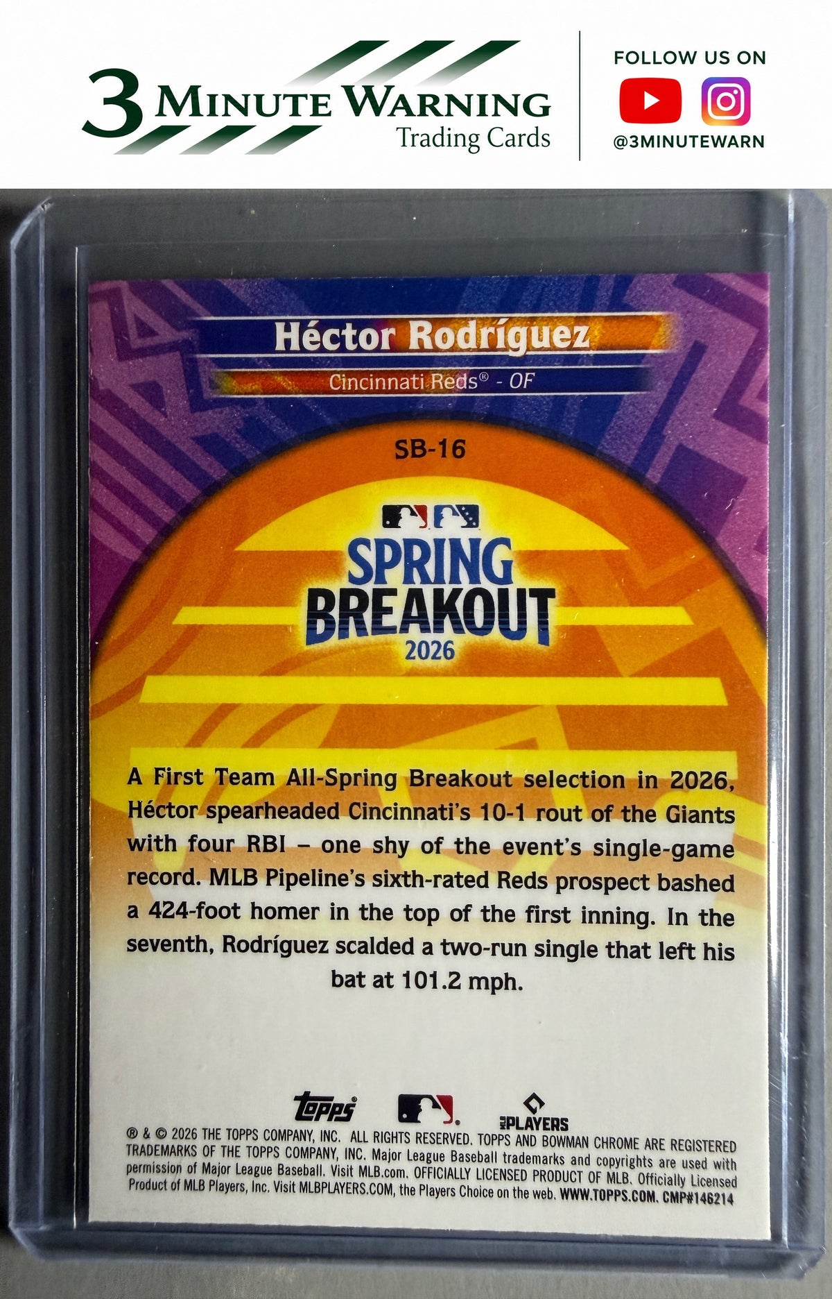 2026 Bowman Chrome #SB-16 Hector Rodriguez Spring Breakout 2026 Mojo Refractor