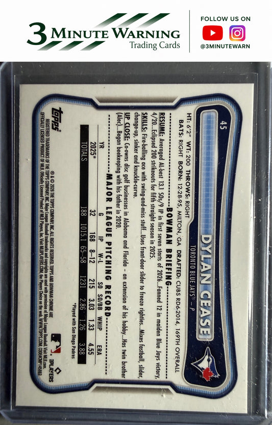 2026 Bowman Chrome #45 Dylan Cease