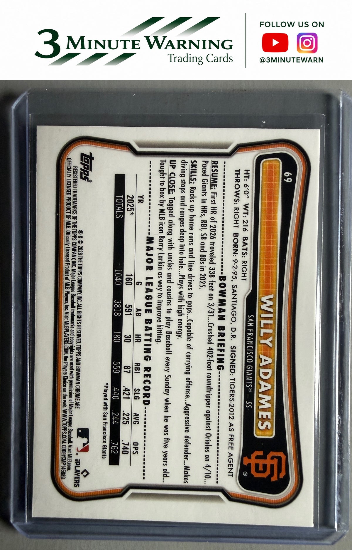 2026 Bowman Chrome #69 Willy Adames