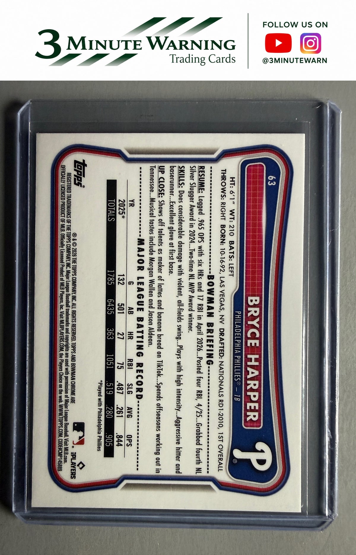 2026 Bowman Chrome #63 Bryce Harper
