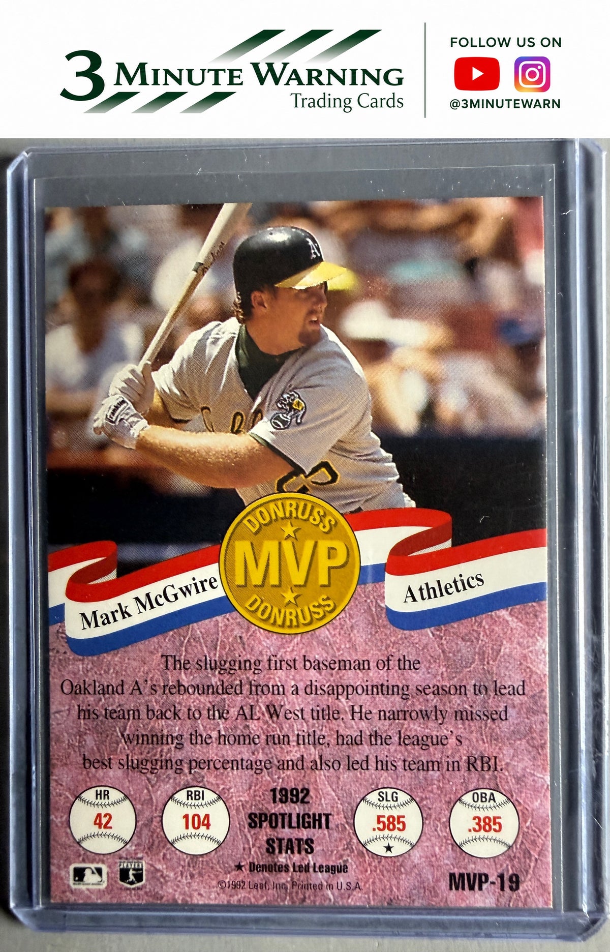 1993 Donruss #MVP-19 Mark McGwire MVPs