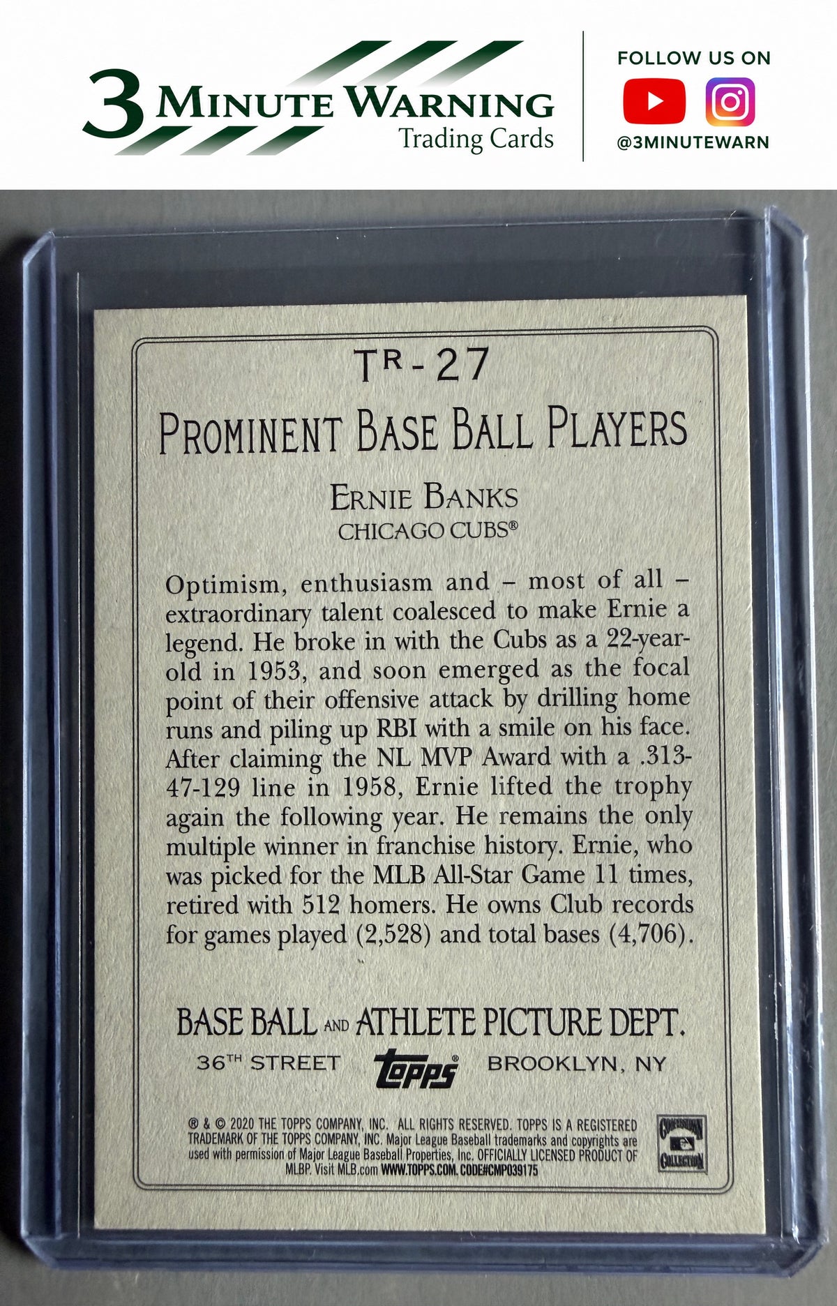 2020 Topps #TR-27 Ernie Banks Turkey Red 2020 (Series 2)