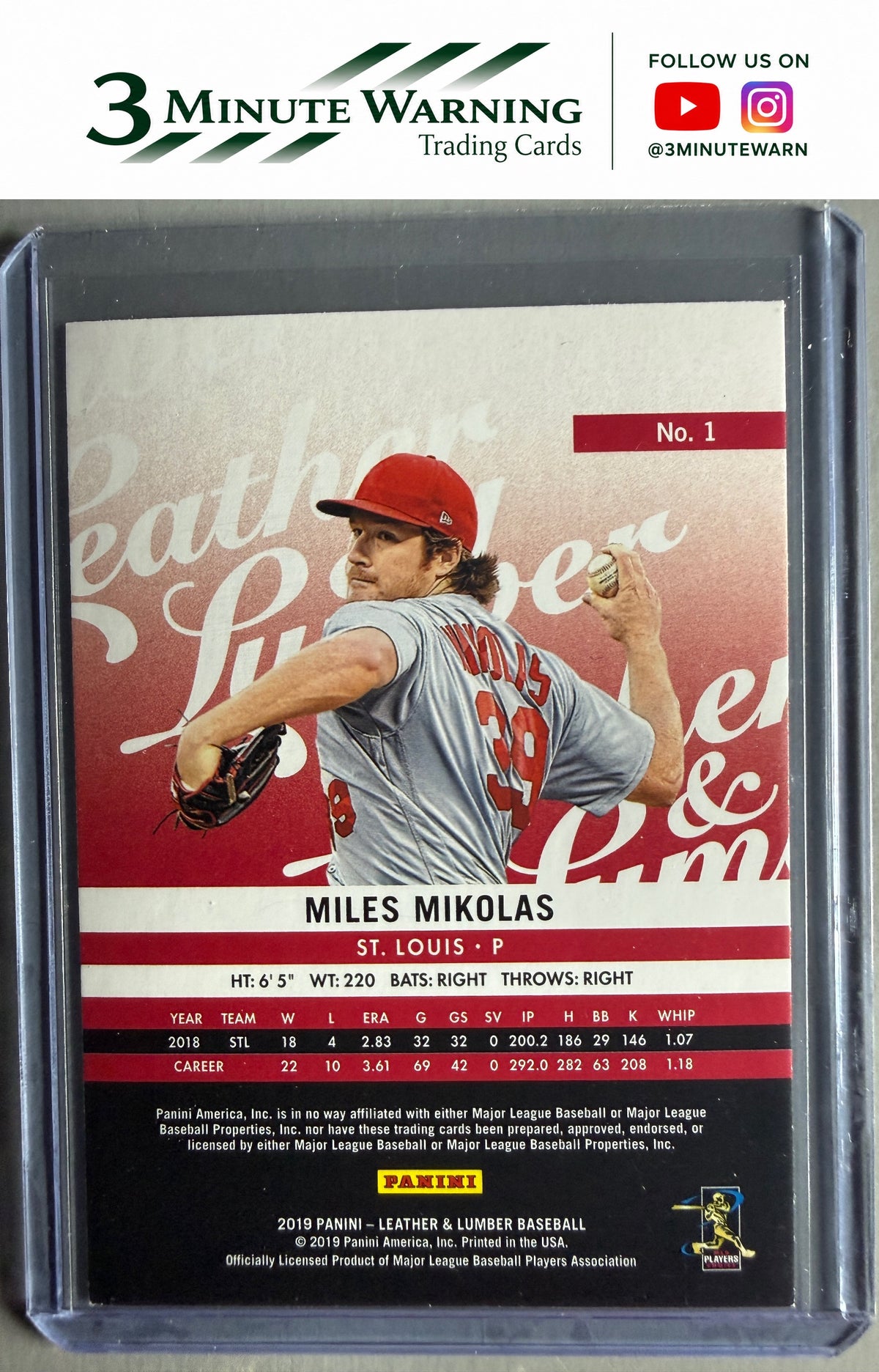 2019 Panini Leather & Lumber #1 Miles Mikolas