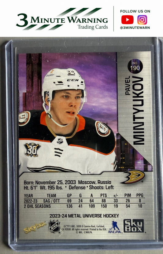 2023-24 SkyBox Metal Universe #190 Pavel Mintyukov