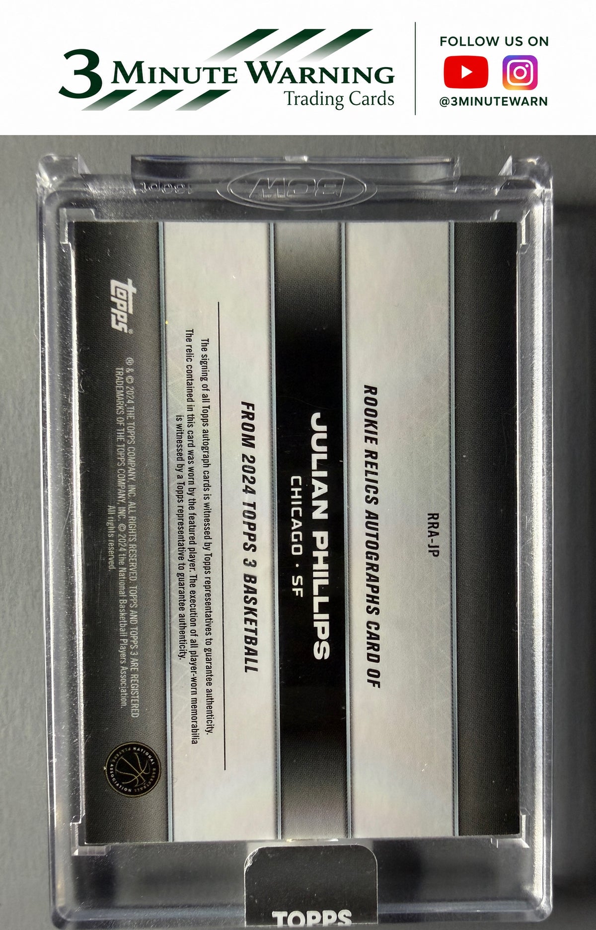 2023-24 Topps 3 #RRA-JP Julian Phillips Rookie Relic Autographs - Bronze #/25