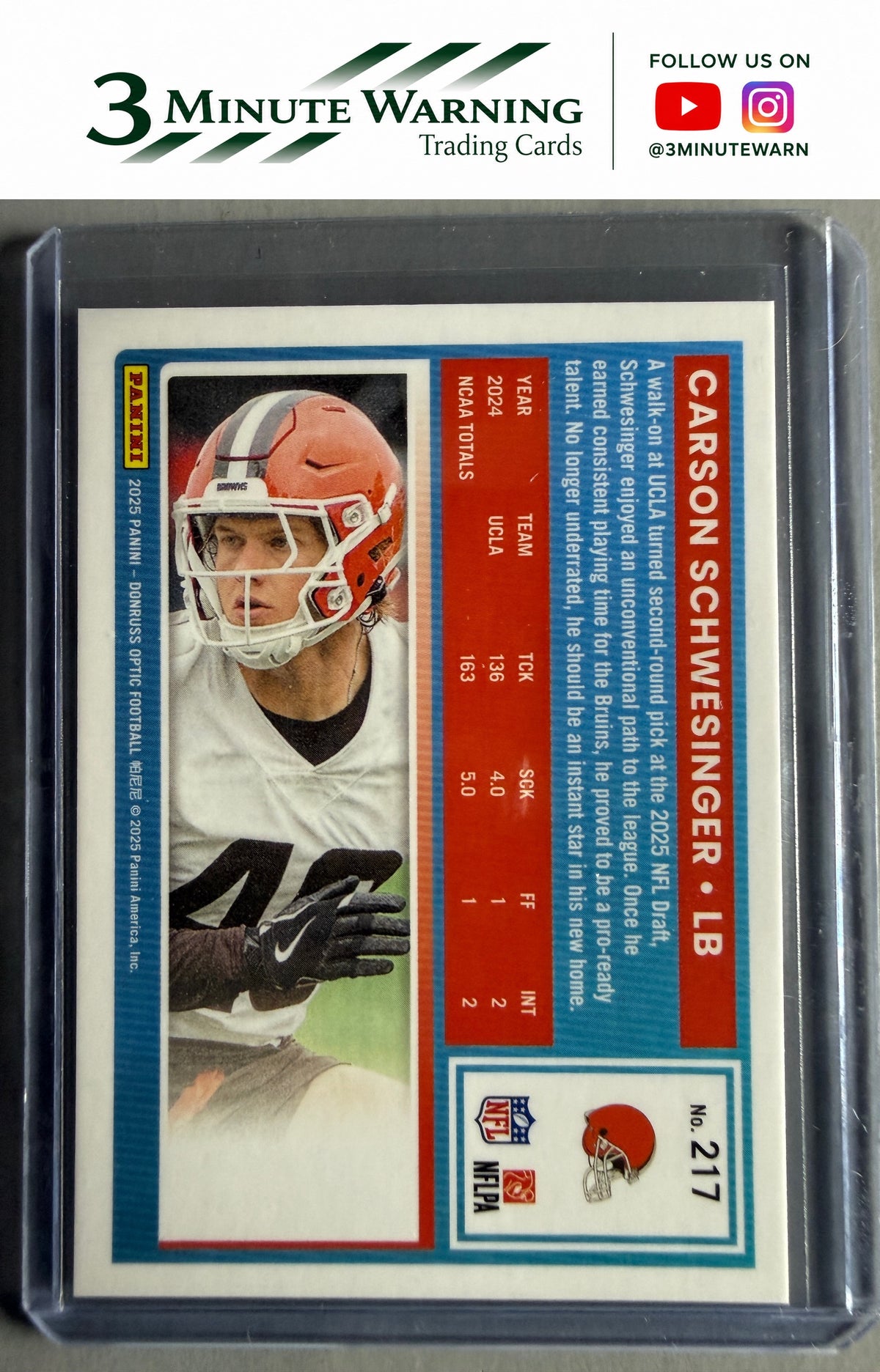 2025 Donruss Optic #217 Carson Schwesinger