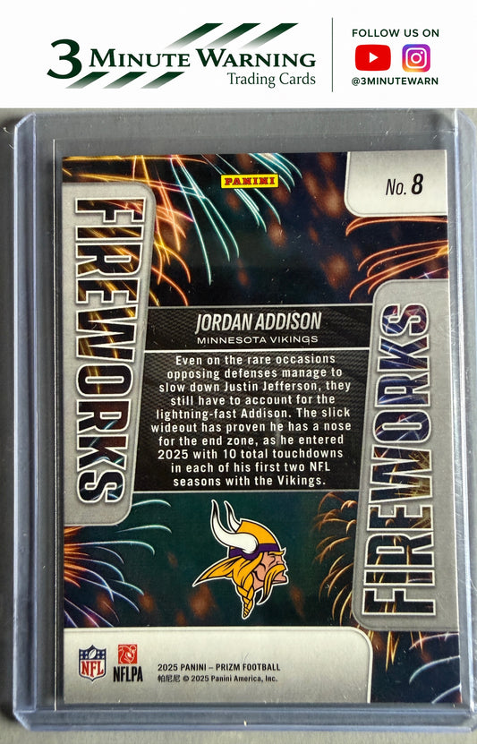 2025 Panini Prizm #8 Jordan Addison Fireworks