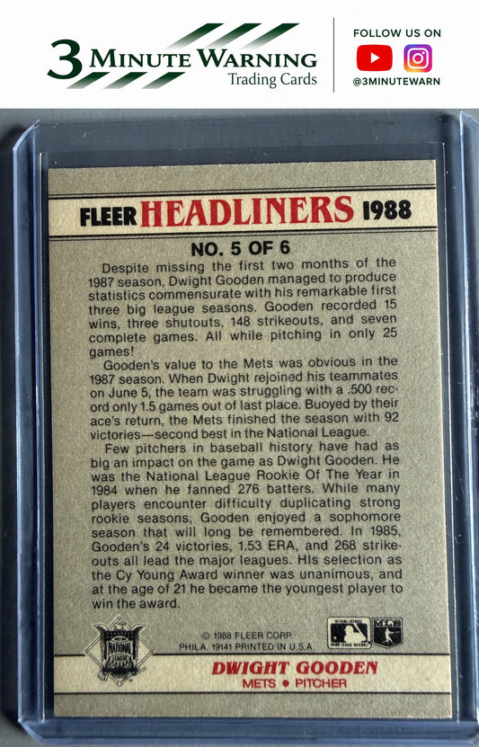 1988 Fleer #5 Dwight Gooden Headliners