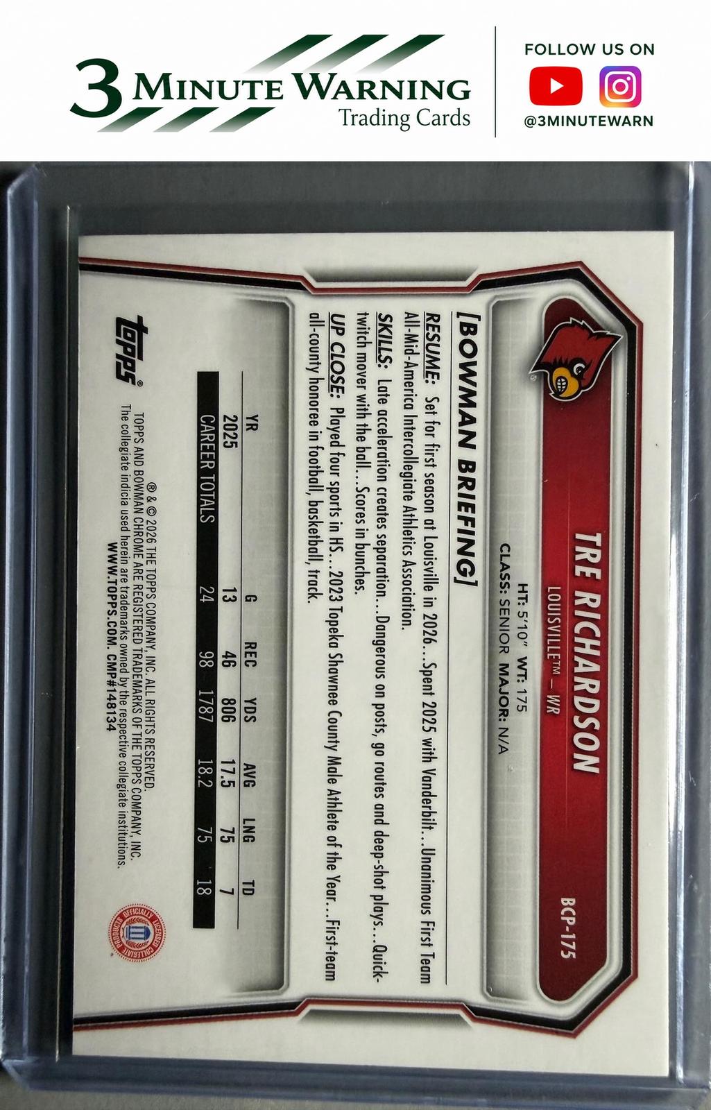 2026 Bowman Football #BCP-175 Tre Richardson