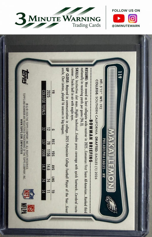 2026 Bowman Football #119 Makai Lemon
