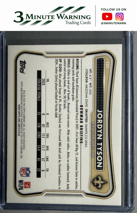 2026 Bowman Football #121 Jordyn Tyson