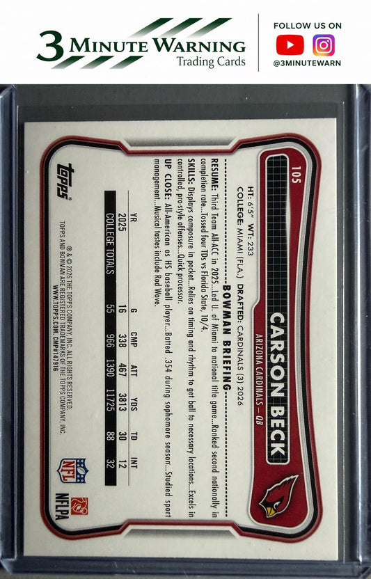 2026 Bowman Football #105 Carson Beck