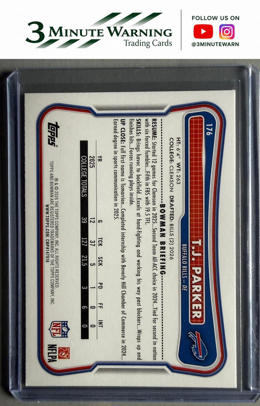 2026 Bowman Football #176 T.J. Parker