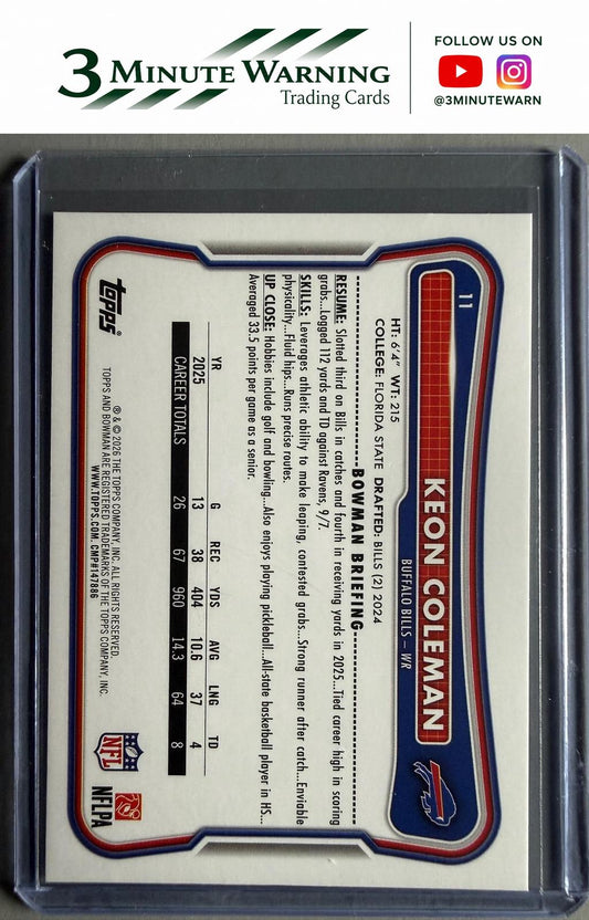 2026 Bowman Football #11 Keon Coleman