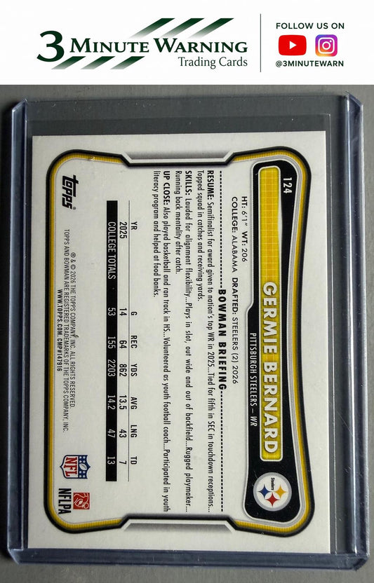 2026 Bowman Football #124 Germie Bernard
