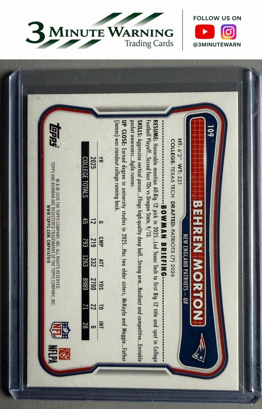 2026 Bowman Football #109 Behren Morton